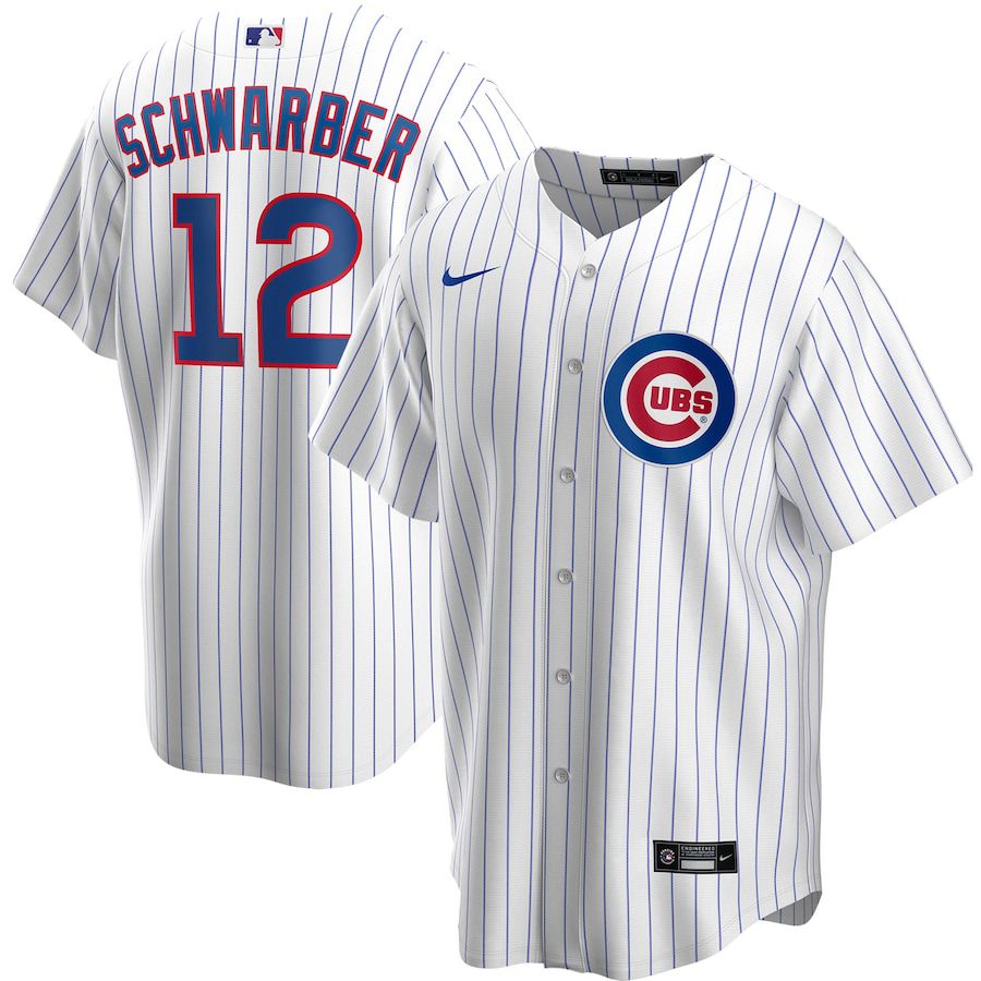 Mens Chicago Cubs #12 Kyle Schwarber Nike White Home Replica Player Name MLB Jerseys